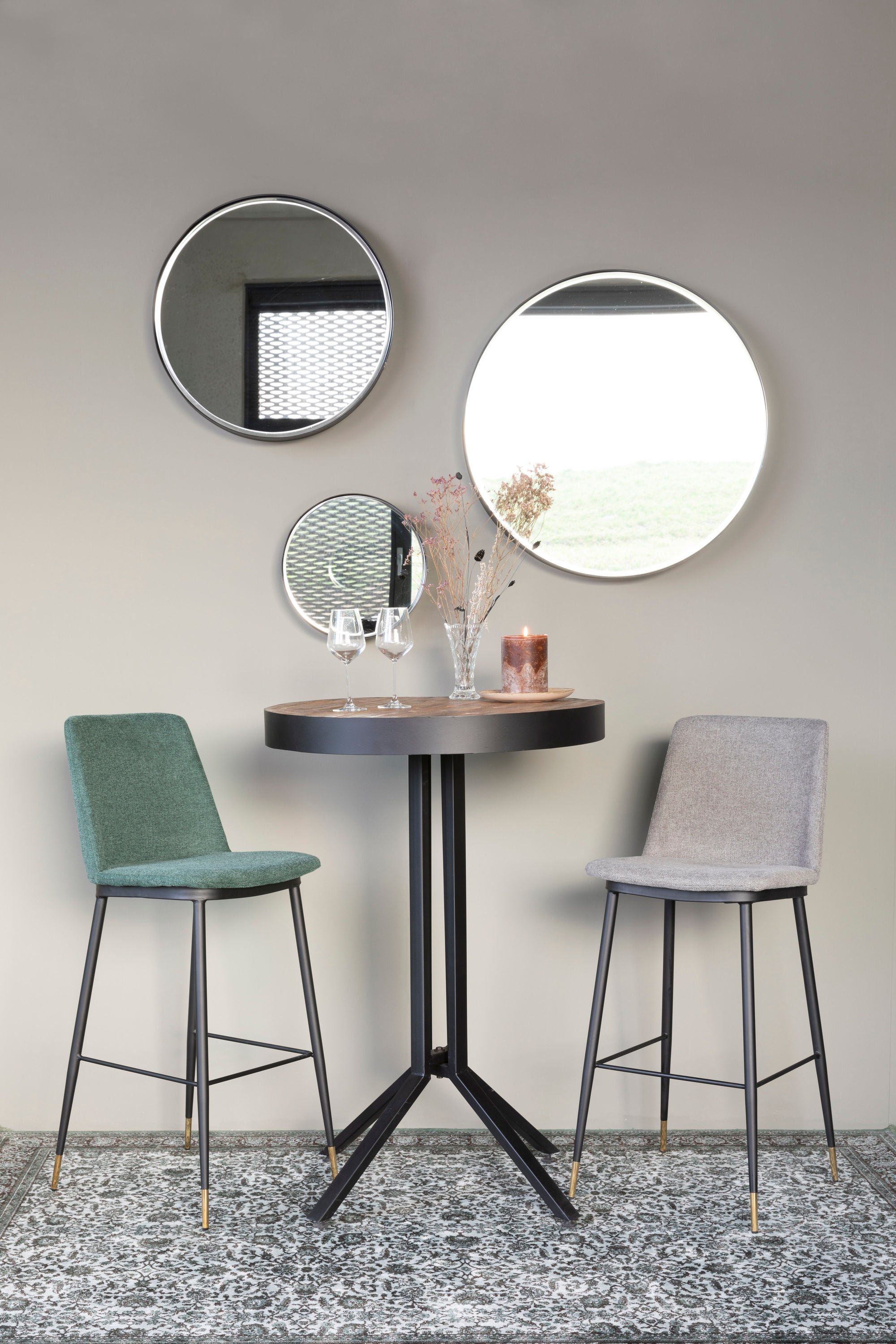 Raj Black Round Wall Mirror Large